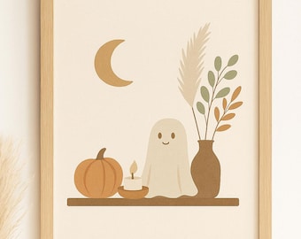 Boho Ghost Halloween Print | Spooky Nursery Wall Art (Digital Download)