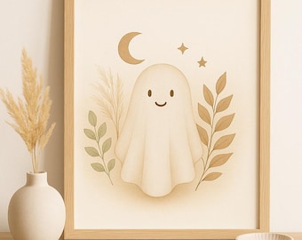 Boho Ghost Nursery Print | Halloween Wall Art (Digital Download