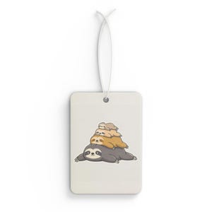 Adorable Cartoon Sloth Pyramid Illustration Car Air Freshener