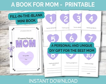 Fill-in-the-Blank Book for Mom, Mother's Day Gift (Digital Download)