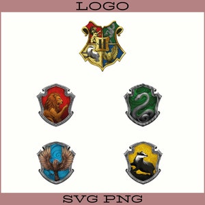 House Crests Logo, Svg,Png Wizard School Svg Png Bundle, Wizardry Houses, Harry Svg, Hogwarts Svg, Potter Svg