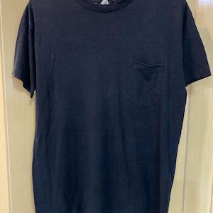 Camiseta de bolsillo vintage de los 90 XL, costura simple, ropa de calle coleccionable unisex