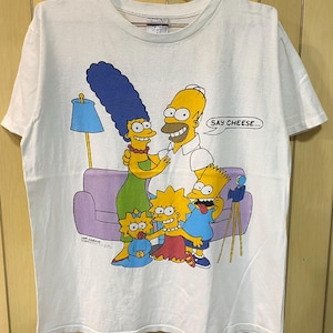 Camiseta promocional vintage de Los Simpsons, retrato familiar, talla L, camiseta vintage de dibujos animados, camiseta bonita, camiseta vintage de Fox del siglo XX, años 90