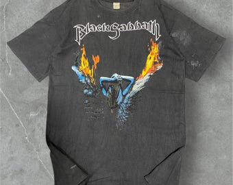 Very Rare!! Vintage 80s Black Sabbath T Shirt Size M , heavy metal band t shirt , Vintage Band t shirt