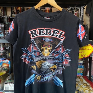 Y2K grunge style REBEL Skeleton & Eagle Men&#39;s T-Shirt S , Grunge , Y2K t shirt , Emo