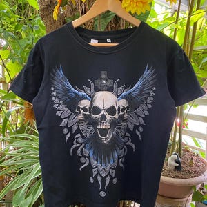 Y2K grunge style Skull & Wing Men&#39;s T-Shirt M=S(Us) , Grunge , Y2K t shirt , Emo