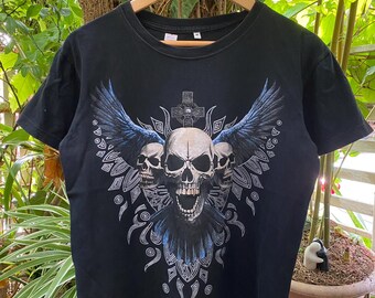 Y2K grunge style Skull & Wing Men's T-Shirt M=S(Us) , Grunge , Y2K t shirt , Emo