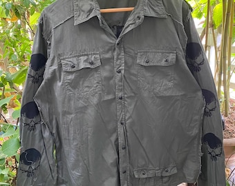 Y2K Grunge Style Skull Graphic Men's Shirt XL , Grunge , Y2K shirt , Emo
