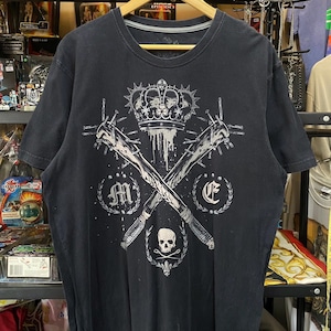 Y2K grunge style Crown and Skull Graphic Print Men&#39;s T-Shirt XL , Grunge , Y2K t shirt , EMO