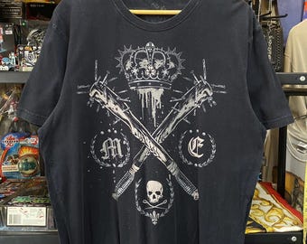 Y2K grunge style Crown and Skull Graphic Print Men's T-Shirt XL , Grunge , Y2K t shirt , EMO