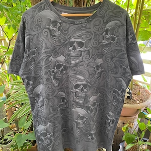 Y2K grunge style Skull AOP Men&#39;s T-Shirt L , Grunge , Y2K t shirt , Emo