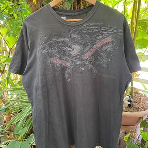 Vintage Y2K grunge style eagle Graphic Print Men&#39;s T-Shirt L , Grunge , Y2K Wing t shirt
