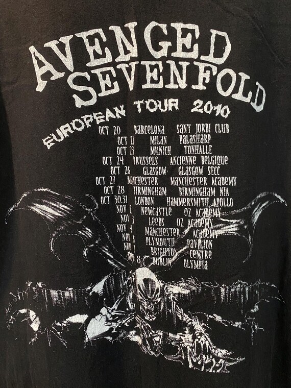 Vintage Avenged Sevenfold European Tour 2010 T Shirt , Band