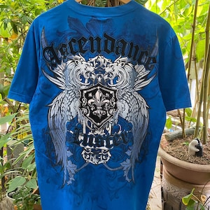 Y2K grunge style Fleur De Lis Wing Graphic Men&#39;s T-Shirt L , Grunge , Y2K t shirt , Emo
