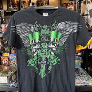 Y2K grunge style Skull & Cross Wing Men&#39;s T-Shirt S , Grunge , Y2K t shirt , Emo