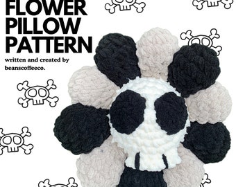 Skull Flower Crochet Pillow Pattern – Amigurumi Plushie (PDF Download)