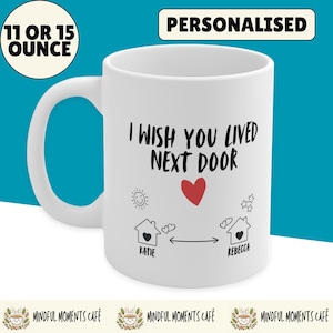 Best Friend Gift, Custom Bestie Coffee Mug, Unique Cute Personalized BFF Gift, Long Distance Friendship, Moving Away Present Ceramic Tea Mug