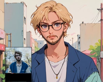 Turning into an anime character - Custom Portrait - Anime Portrait From Photo - Personalized portrait