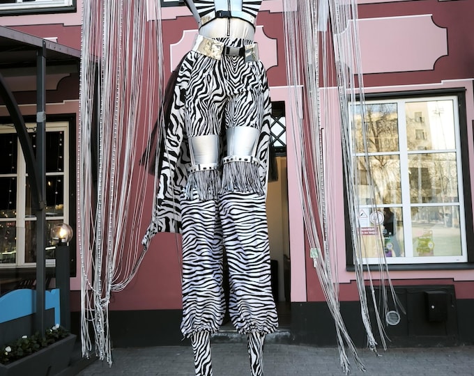 Cyberpunk | Cabaret Zebra Headpiece | EVA Foam Shoulder Armor for Circus and Festival Performers | Festival outfit | Stilt Walkers