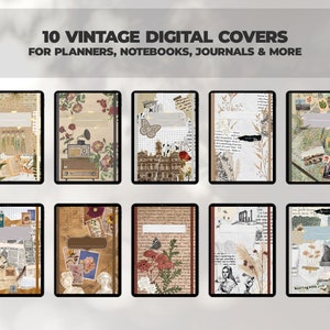 10 copertine vintage per quaderni digitali / Copertine per quaderni, diari e planner digitali / Copertine digitali per Goodnotes e Notability / Design vintage