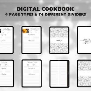 Libro de cocina digital / Plantilla imprimible, Página de recetas en blanco, Diario de cocina, Tarjeta de recetas, Planificador de recetas / Libro de cocina digital para Goodnotes