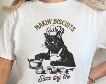 Funny Cat Shirts for Women Men,Cute Cat Shirts, Makin Biscuits,Funny Shirts with Cats,Crazy cat Shirts, Cool Graphic T Shirts,Vintage Tshirt