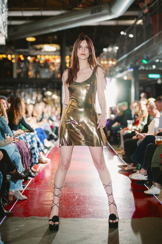 gold metallic short dress Gold Gleaming Metallic Mini Dress