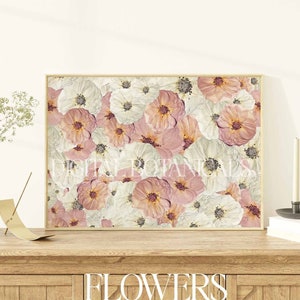 Pressed Flowers, Botanical Art, Digital Download Print, Nature Art, Dried Flowers, Minimalist Decor, Boho Decor, Floral Decor, pressed roses