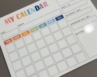 Kids Calendar Dry Erase Board