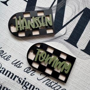Personalized Checkered Style Keychain/Backpack Tag/Kids Keychains