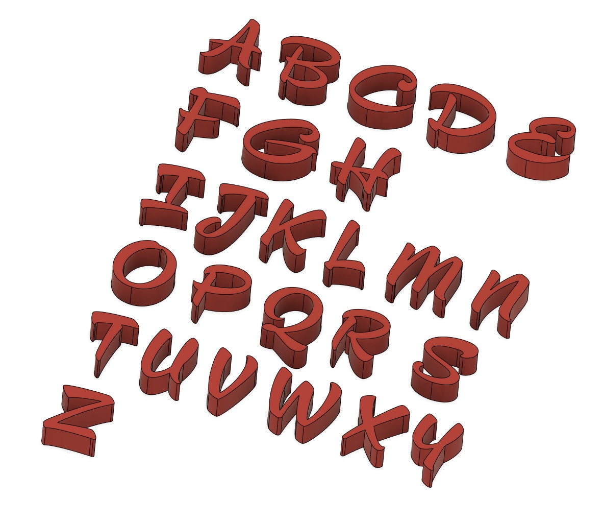 Cini Script Font Cinema Script Font STL - Capital and Lowercase - 3D Files Ready to ...