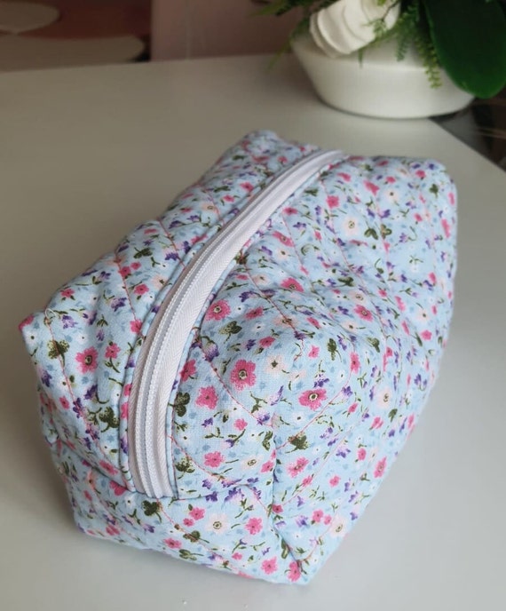 Floral Makeup Bag Women Cosmetic Pouch Quilted Cotton Cosmetic Bag Travel Toiletry Bag Cosmetic Organizer Storage Bag Etsy