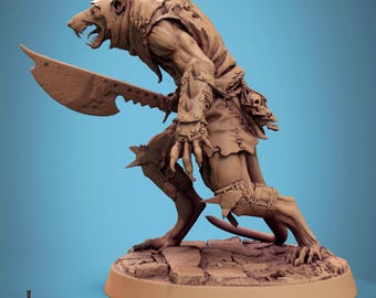 Soldado rátido, Hacha del Dominio de Rescale Miniatures / DND / D&D / TTRPG / Mesa / Miniatura / Miniatura