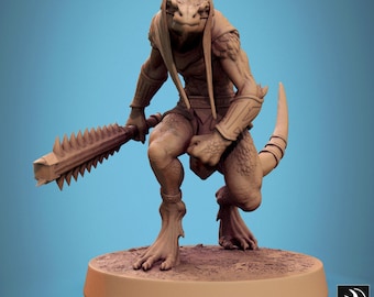 Hombre Lagarto Furtivo Nacido de la Oscuridad con Caminar con Espada de Rescale Miniatures / DND / D&D / TTRPG / Mesa / Miniatura / Mini