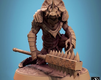 Figura de Hombre Lagarto Grimscale de 32 mm con lanza - Figura de D&D TTRPG