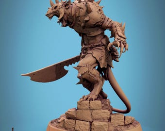Soldado rátido, hacha mordedora de Rescale Miniatures / DND / D&D / TTRPG / Miniatura de mesa / Miniatura