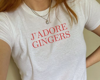 J'adore Gingers Baby Tee Y2K Crop Top Baby Tee Gingers Shirt I Love Gingers Shirt Baby Tee St Patricks Day