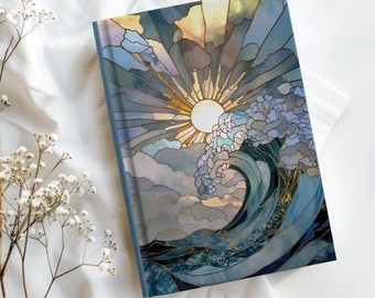 Diario de puesta de sol con vitrales, cuaderno de meditación al amanecer, diario de duelo de tapa dura, regalo para compañera de trabajo, hermana, suegra, regalo por menos de 20