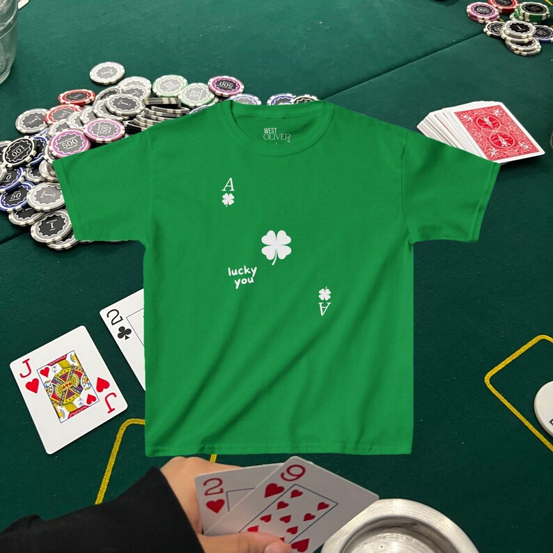 Lucky You Shamrock Baby Tee Women St Patricks Day Crop Top Ace Card Four Leaf Clover St Paddys Day T Shirt Cute Trendy St Pattys Day Outfit Irish Green