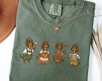 Dachshund Oktoberfest Comfort Colors T Shirt Funny Dog German Beer Drinking Tee Fall Festival Bratwurst Pretzel