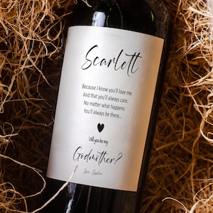 Will You Be My Godparent Label, Baby Announcement, Pregnancy Reveal, Baby Shower Gift, Godparent Gift, Godparent Wine Label, Champagne Label