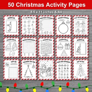 Christmas Activity Pages Bundle for Kids. 50 Printable Christmas Activities for Classroom Parties, School and Home during the Holiday Season. Children's printable Christmas activity pages. Letter to Santa included.