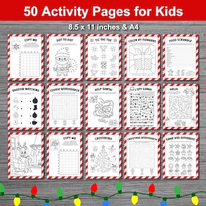 Christmas Activity Pages Bundle for Kids. 50 Printable Christmas Activities for Classroom Parties, School and Home during the Holiday Season. Children's printable Christmas activity pages. Letter to Santa included.