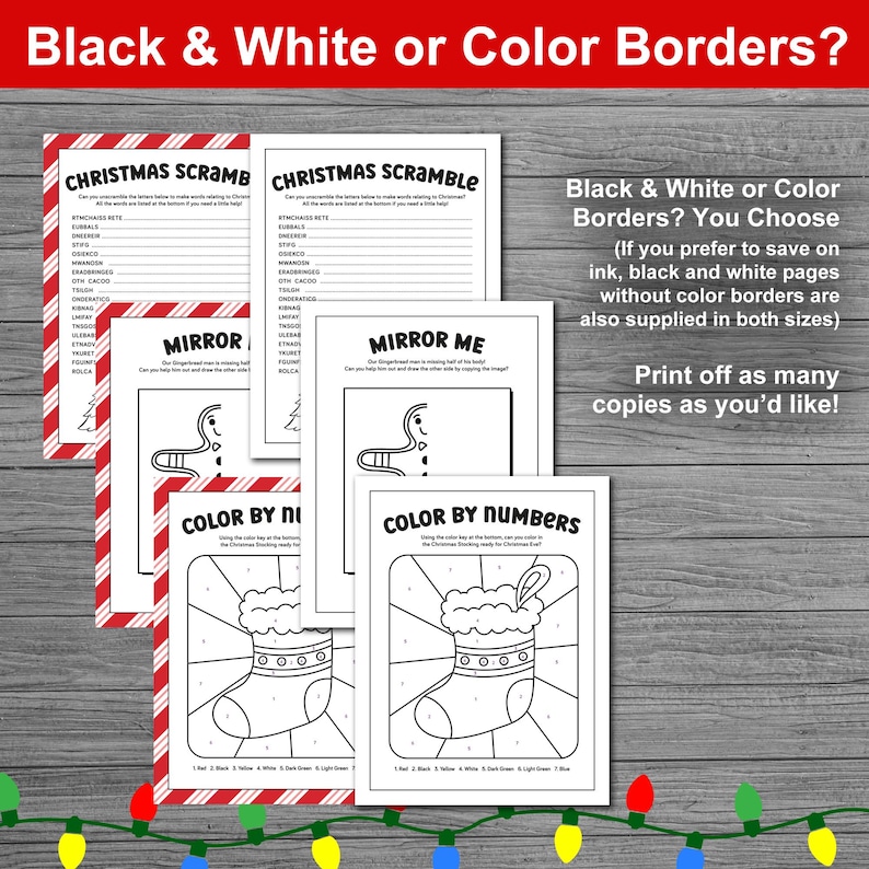 Christmas Activity Pages Bundle for Kids. 50 Printable Christmas Activities for Classroom Parties, School and Home during the Holiday Season. Children's printable Christmas activity pages. Letter to Santa included.