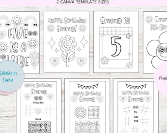Editable Five is a Vibe Coloring Pages,5th Birthday Activity Pages,Five is a vibe Party,party favor, groovy birthday,instant download