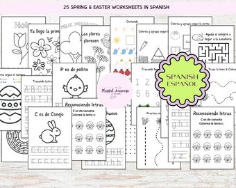 spring prek activities, toddler worksheets, spring printable in spanish,toddler activities, preschool worksheets, easter worksheets, spring