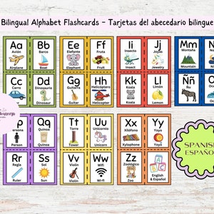 Alphabet Flash cards,abc flash cards, bilingual alphabet flash cards,tarjetas de abc,abecedario en español,homeschool,abc printable