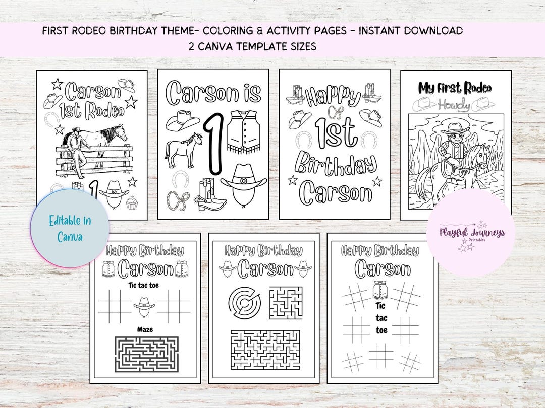First Rodeo Activity Page Editable My First Rodeo Coloring Pages,1st Birthday Activity Pages ...