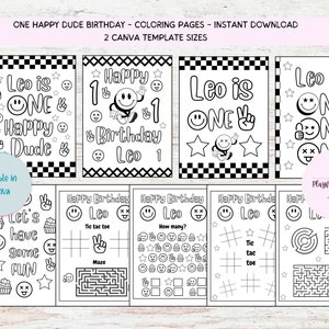 Editable ONE Happy Dude Coloring Pages,Happy Dude Activity Pages,One Happy Dude Birthday Party, Activities Printable,Party Games, canva