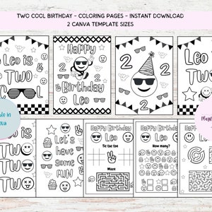 Due fantastiche pagine da colorare modificabili, Due fantastiche pagine di attività, Due fantastiche feste di compleanno, Attività stampabili, Giochi di società, canva